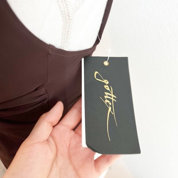 Gottex Brown V-Neck Women Swimsuit Tankini US Size 8 Brand New - Picture 2 of 4